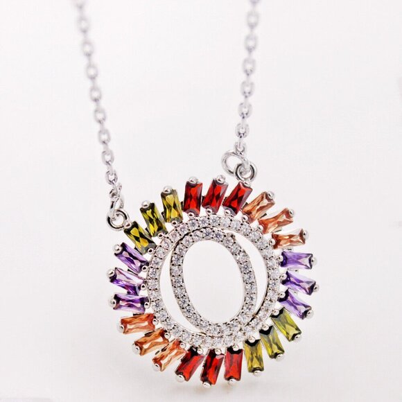 Jewelry - 18K White Gold Filled Swirl Circle Diamond Zircon Pendant Necklace Gorgeous Gift